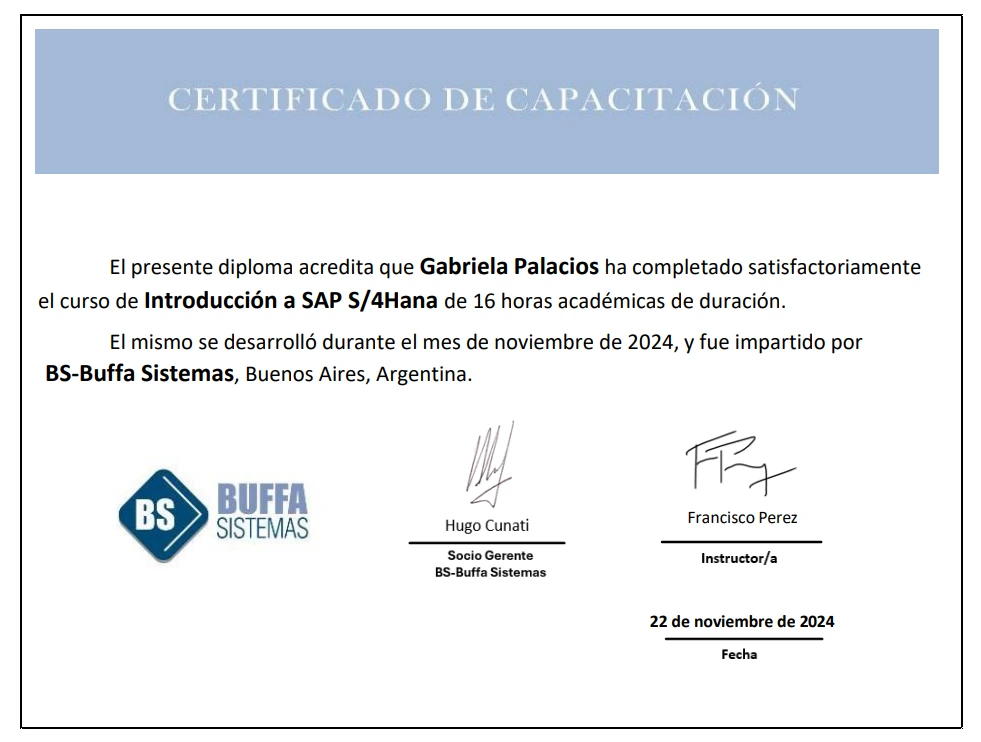 Certificado Introduccion SAP